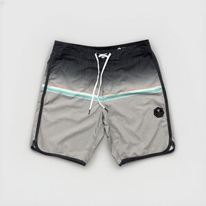 Vissla Mens Size 32 Upcycled Swim Trunks Board Shorts Black & Gray